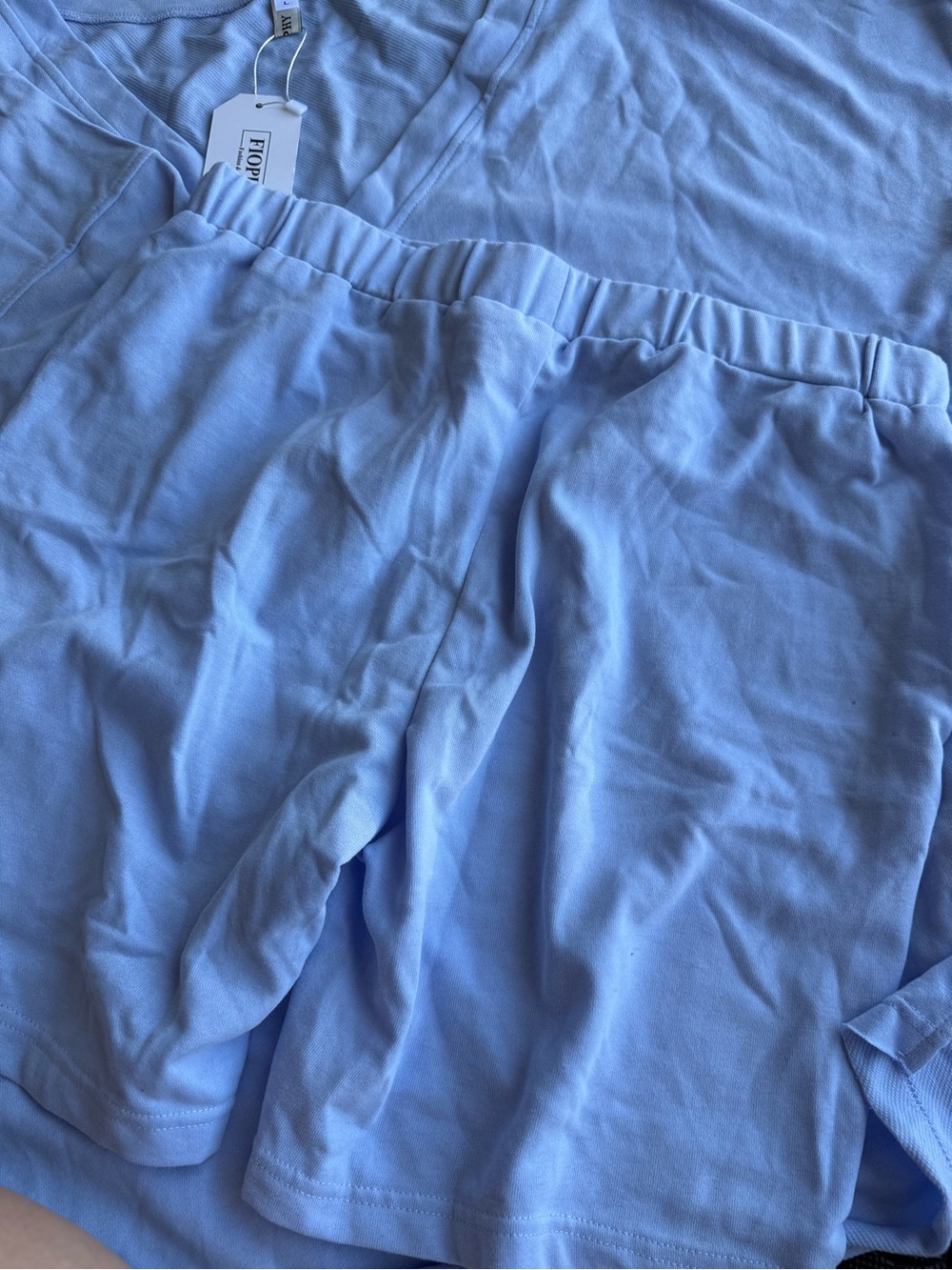 NWT Shorts & Tee Set! Light Blue V-Neck Women's Top - Picture 4 of 4